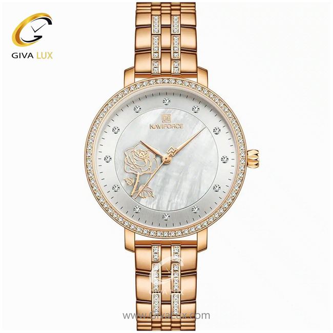 ساعت مچی اورجینال زنانه ناوی فورس|Naviforce|نوی فورس|نیوی فورس رزگلد | رزگلد| سفید صدفی| کد رفرنس NF5017